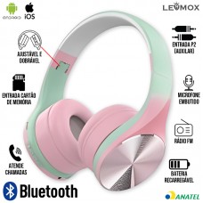 Headphone Bluetooth LEF-1060 Lehmox - Rosa Verde